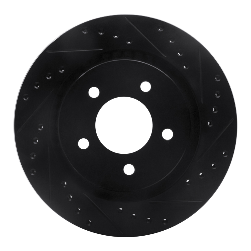 Chrysler 300M Brake Rotor (1) - Front Right - R1 Concepts - Drilled & Slotted - Black - `99-`04